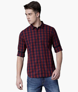 Men Checkered Casual Slim Shirt